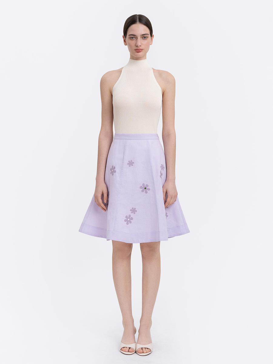 Lilac‑coloured embroidered skirt  “Oda” [0]
