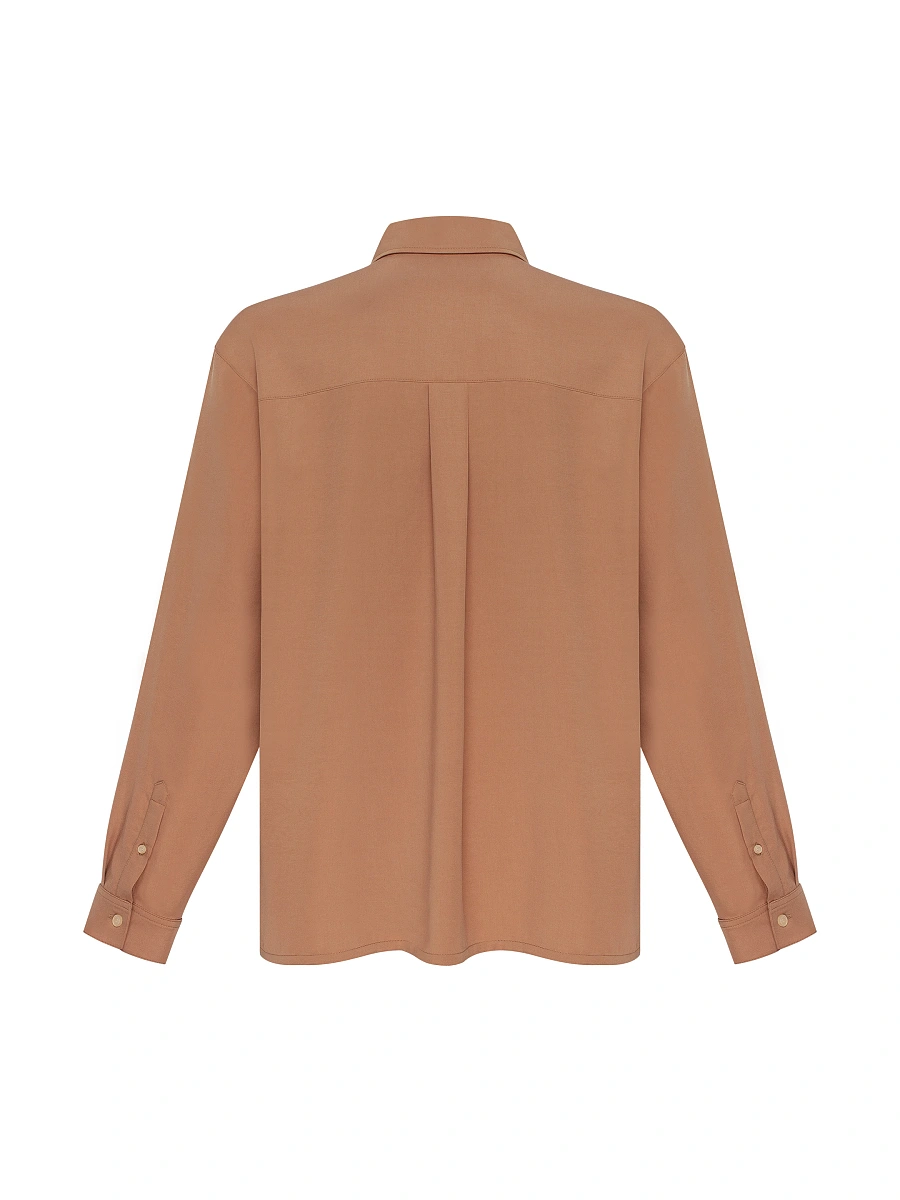 Light Embroidered Shirt "Khvylia Blue" — Brown