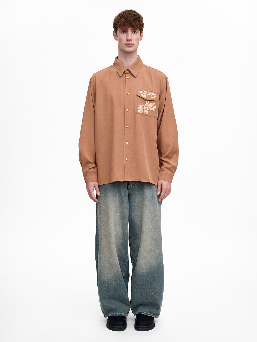 Light Embroidered Shirt "Khvylia sandy" [0]