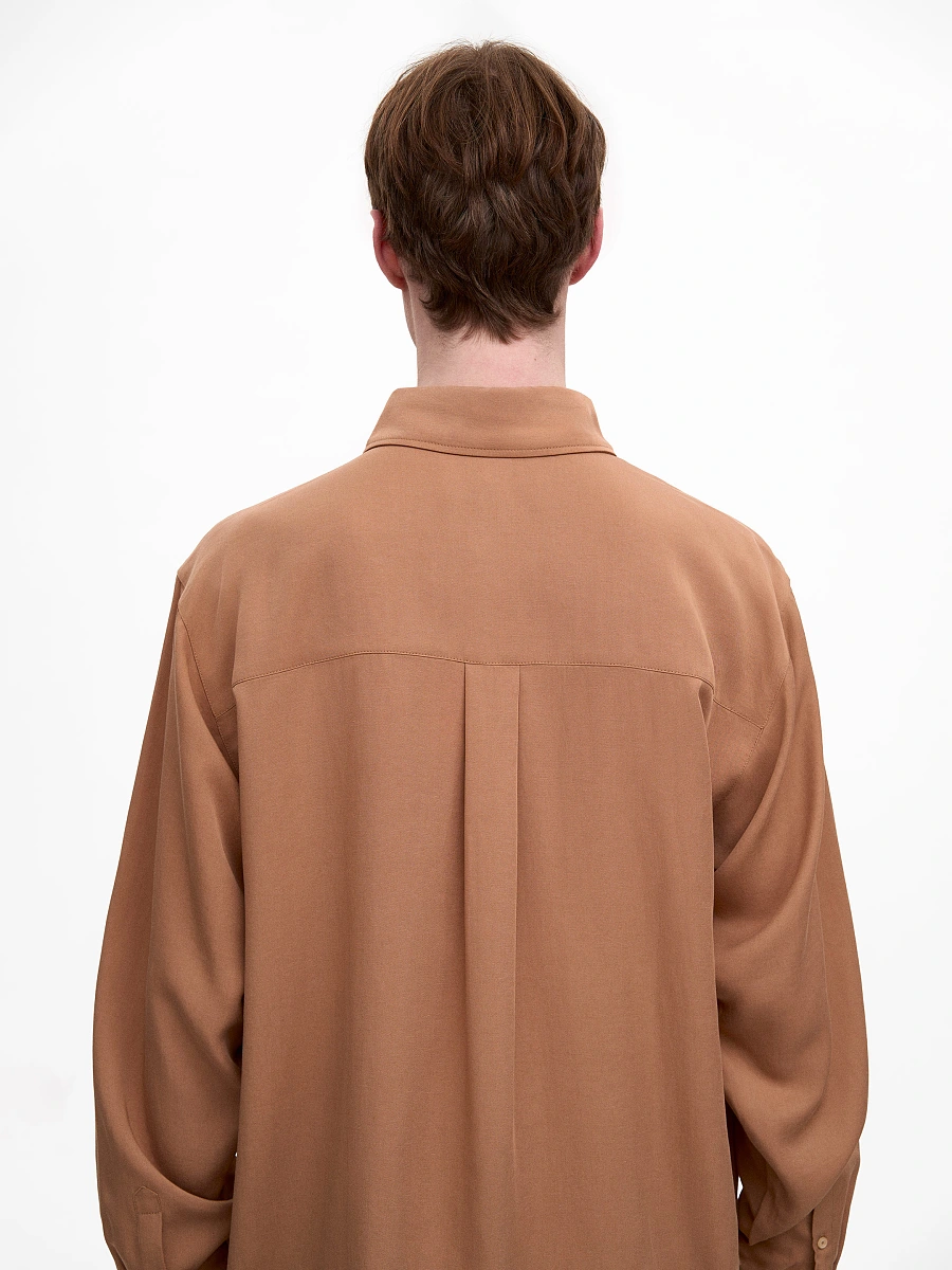Light Embroidered Shirt "Khvylia Blue" — Brown