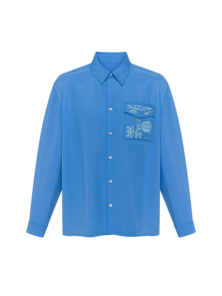 Light Embroidered Shirt "Khvylia Blue" [0]