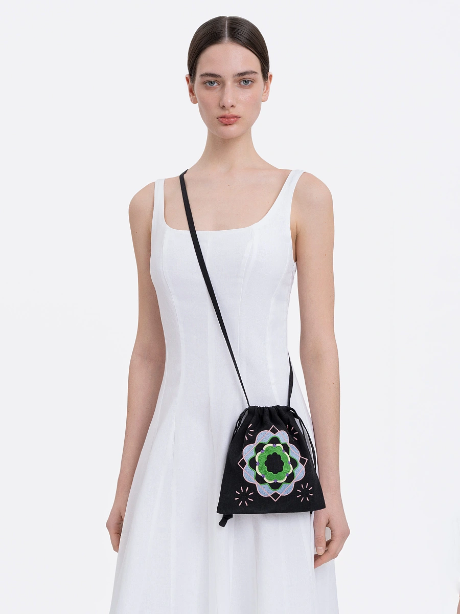 Orange drawstring bag “Peliustka” — Black