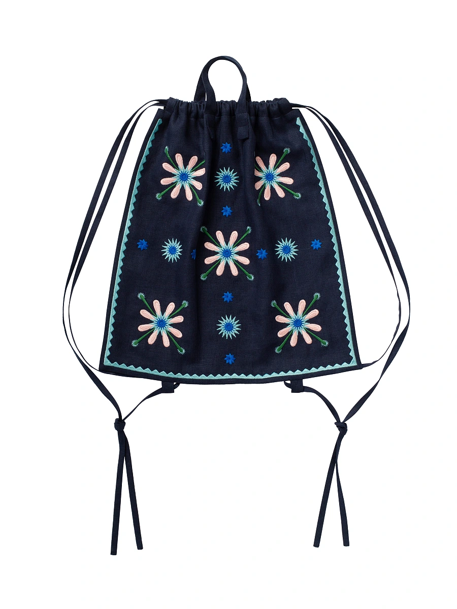 Light‑pink embroidered pouch “Blyshchyk” — Blue