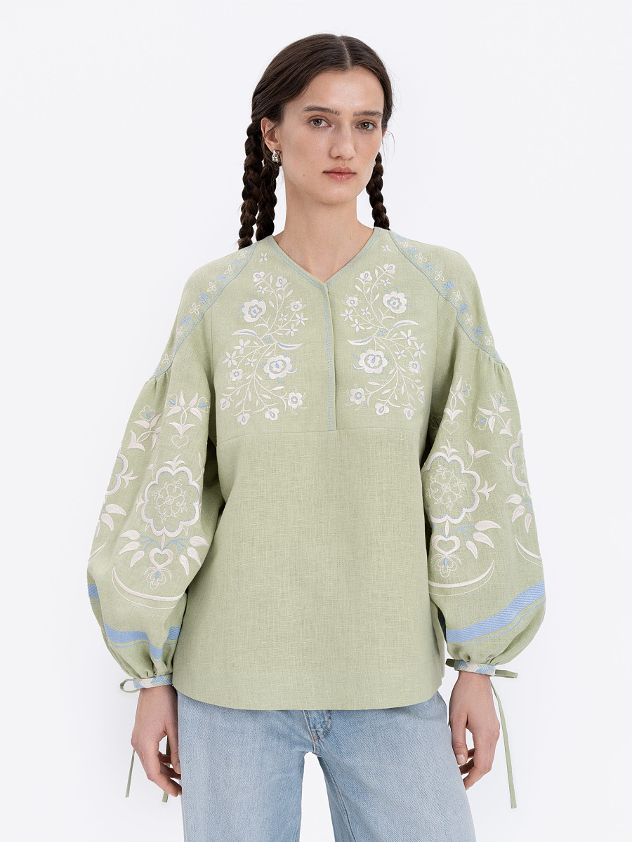 Linen blouse "Ornek" in Soft Green [0]
