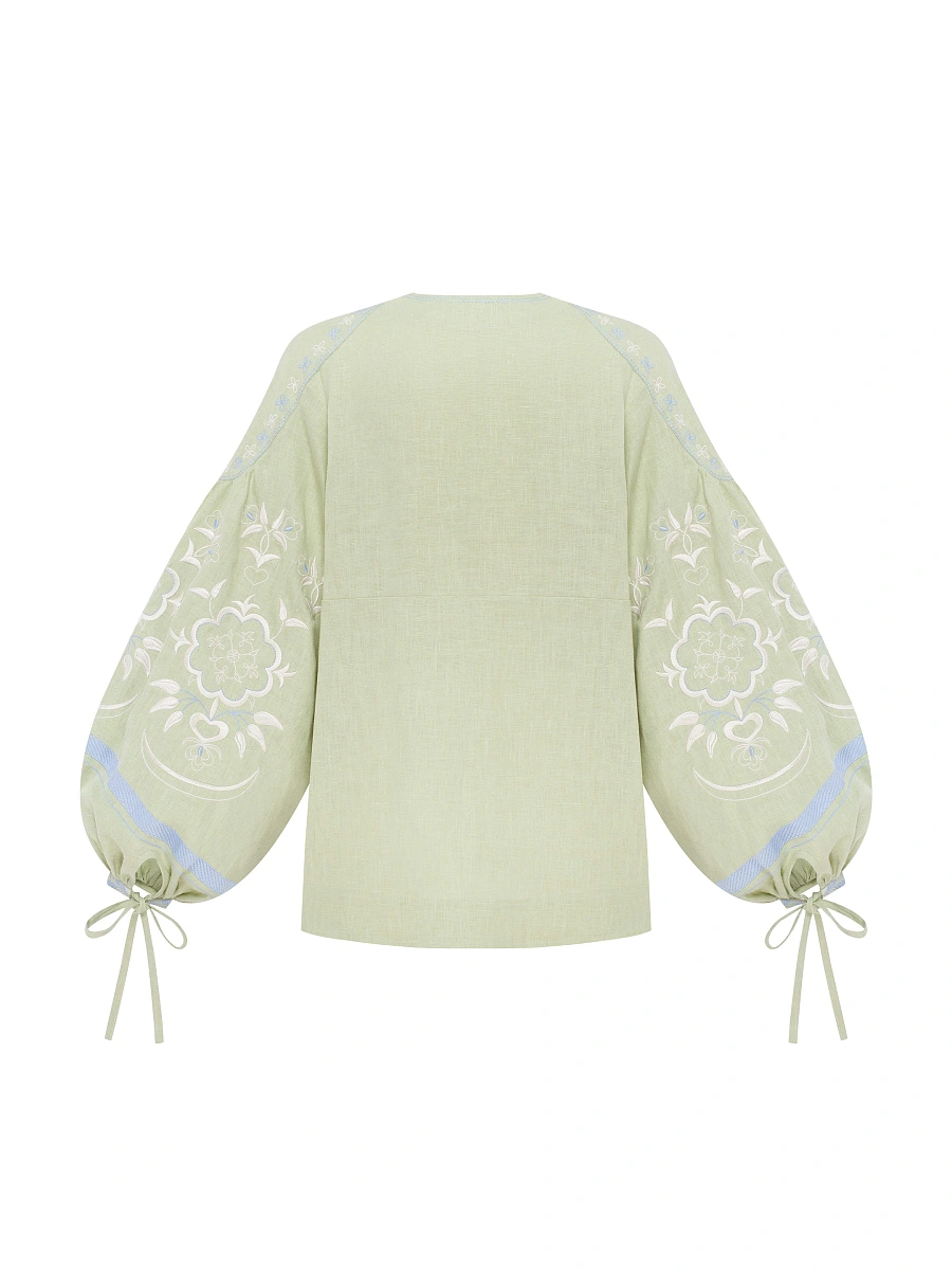 Linen blouse "Ornek" in Milky White — Green