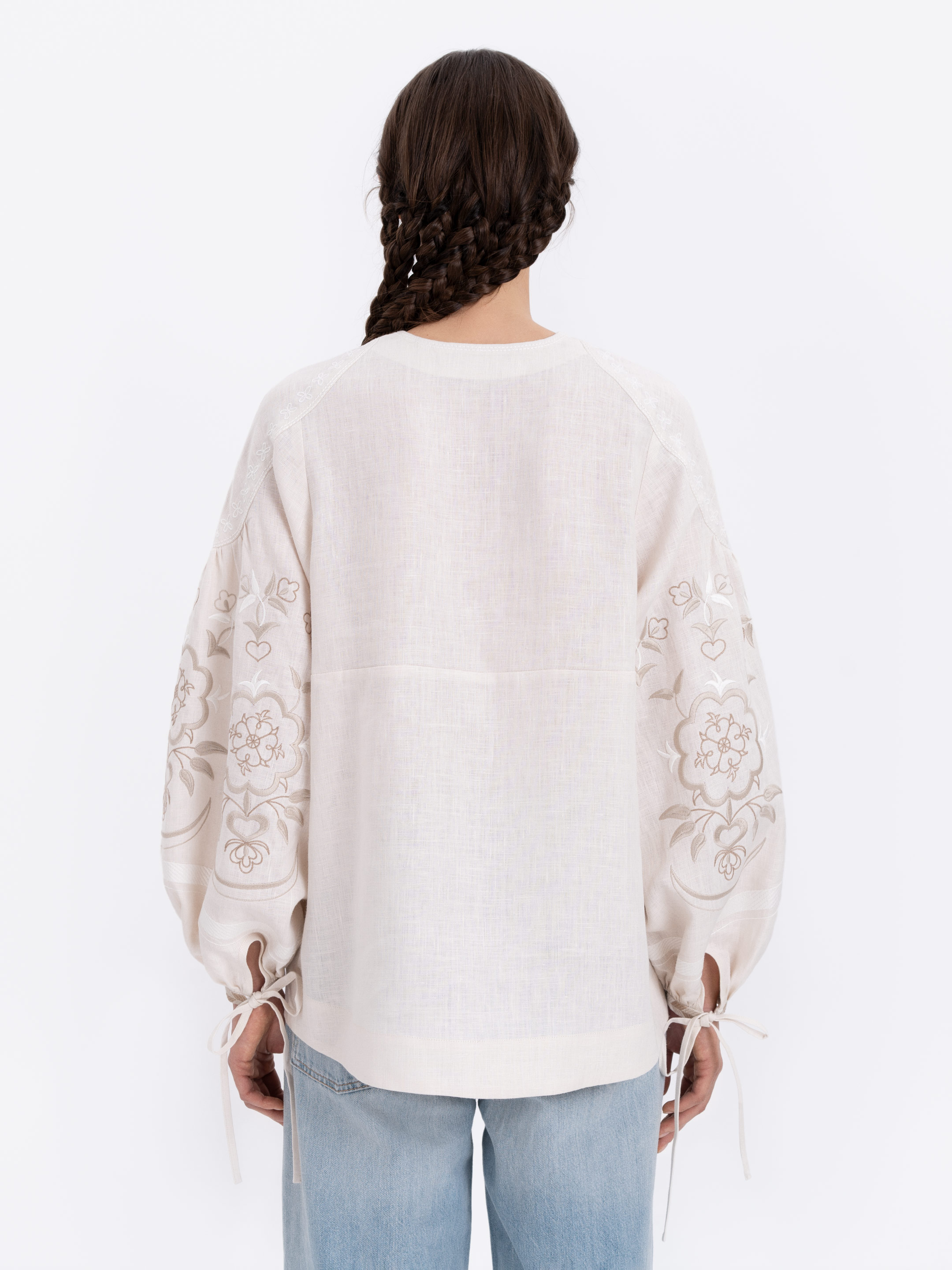 Linen blouse "Ornek" in Milky White in Ukraine