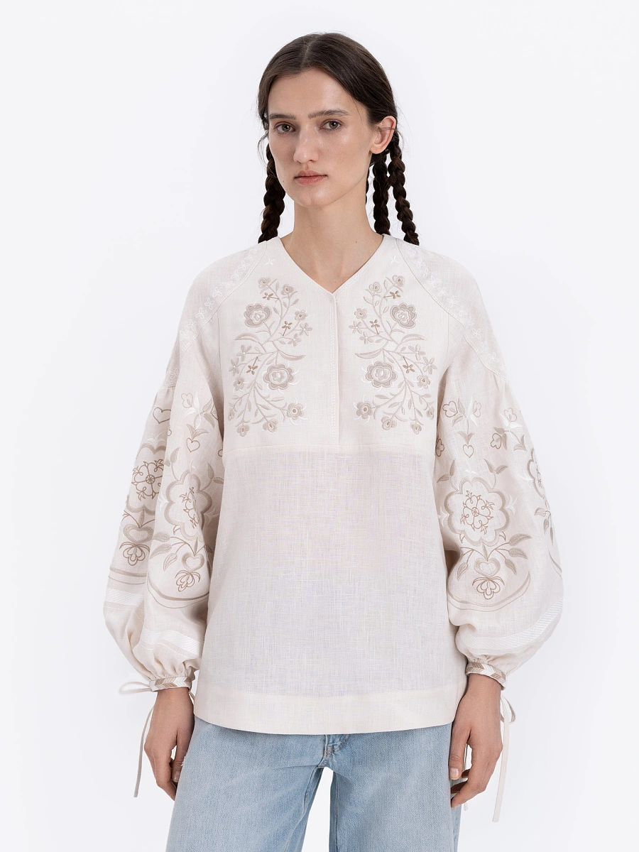 Linen blouse "Ornek" in Soft Green — Creamy