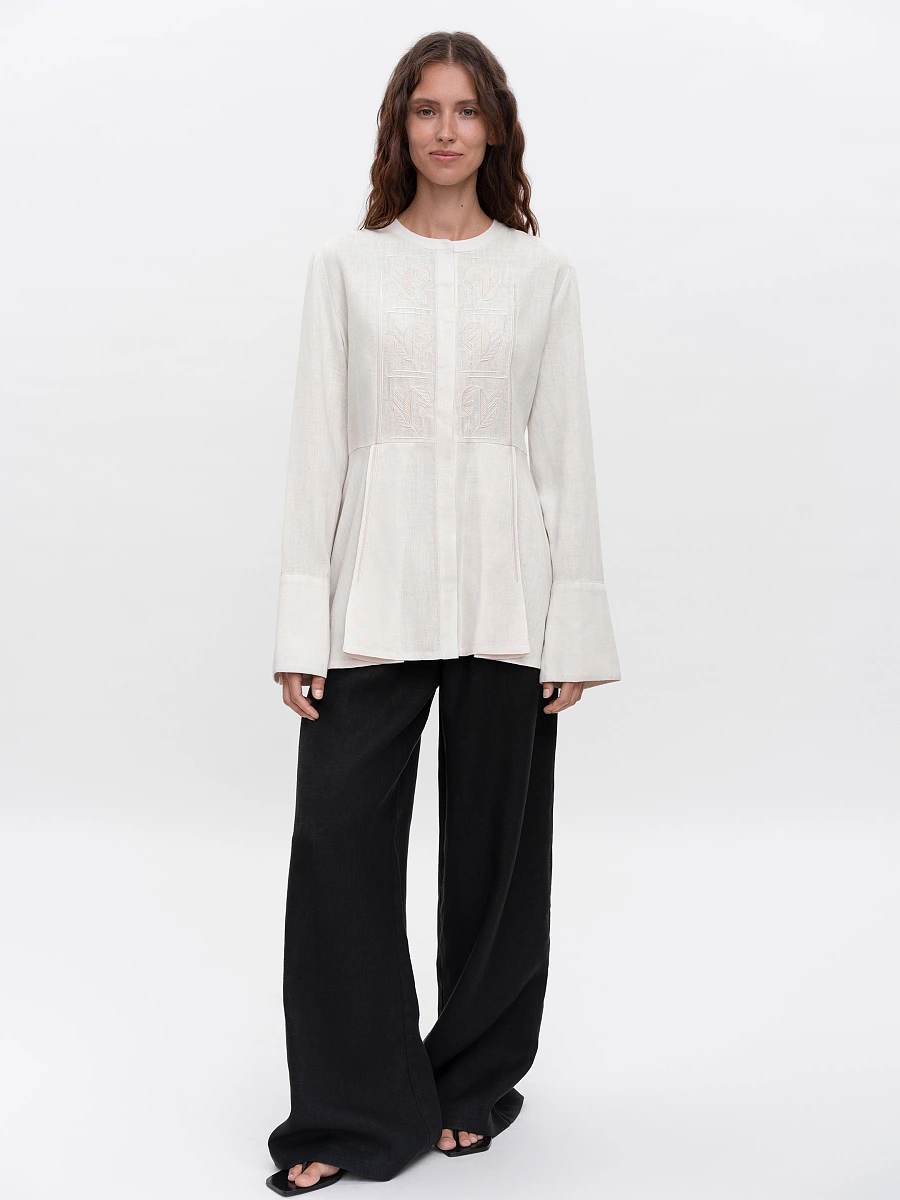 Dark embroidered shirt "Nyva temna" — White