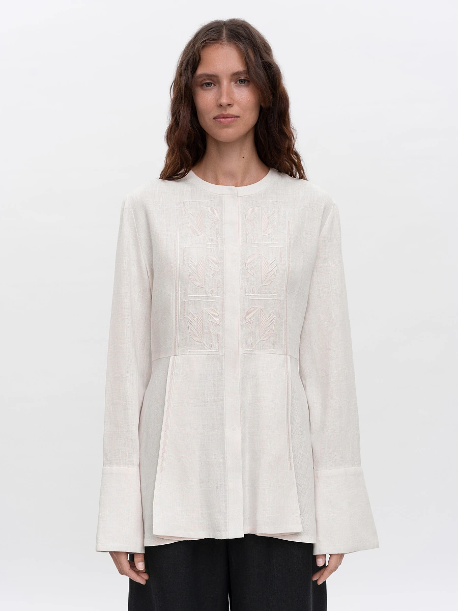 Dark embroidered shirt "Nyva temna" — White