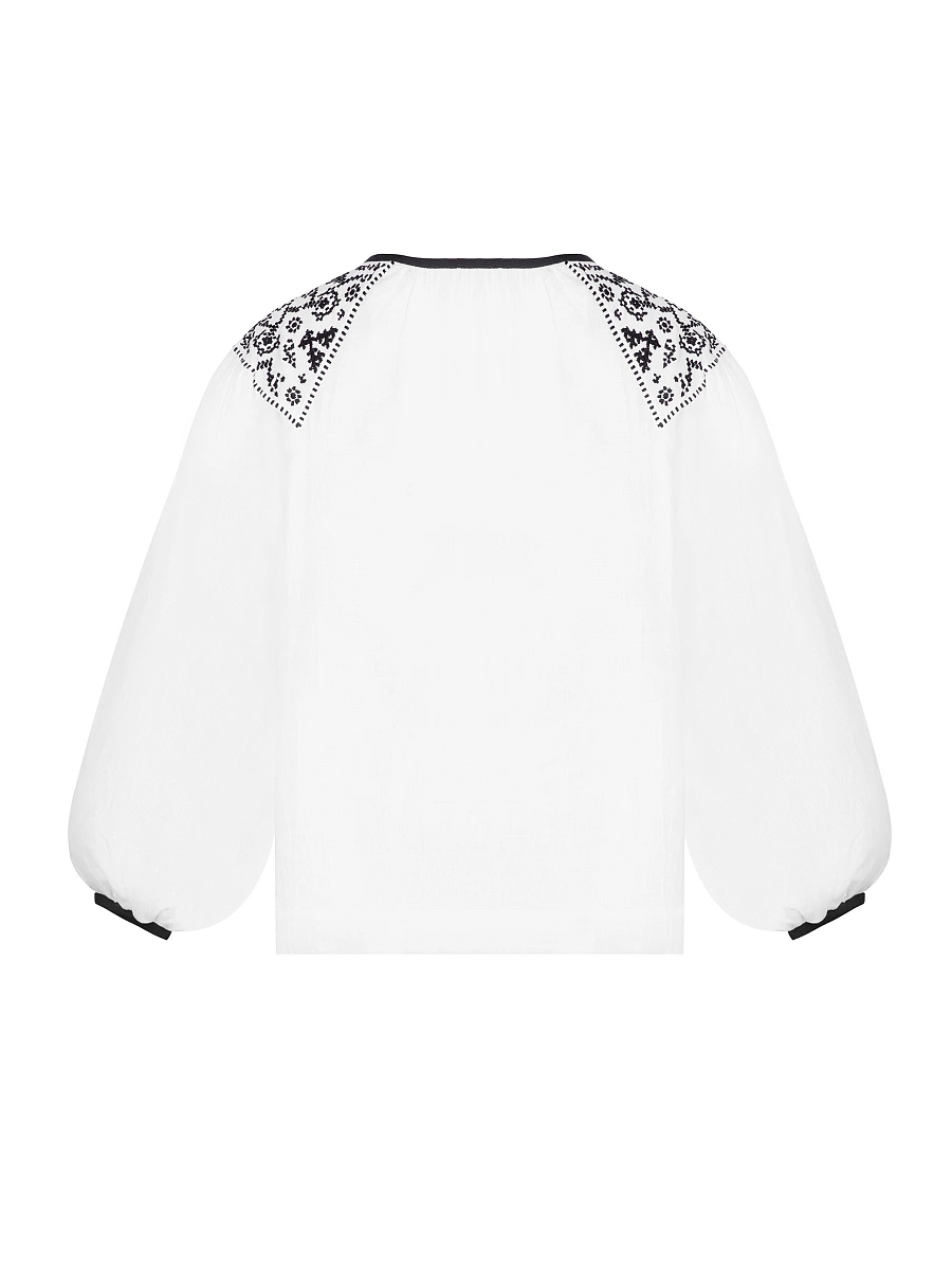 Embroidered shirt "Izola" black — White