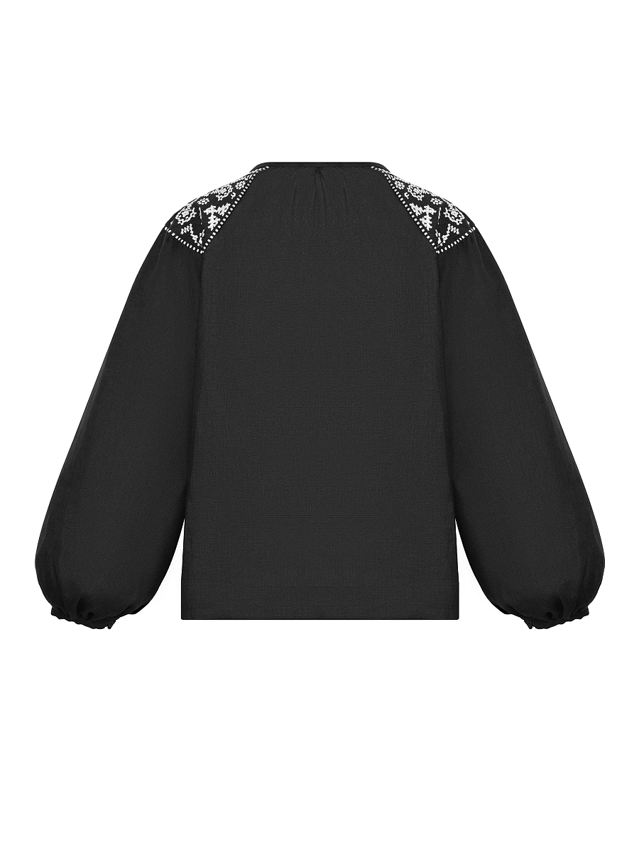 Embroidered shirt "Izola" white — Black