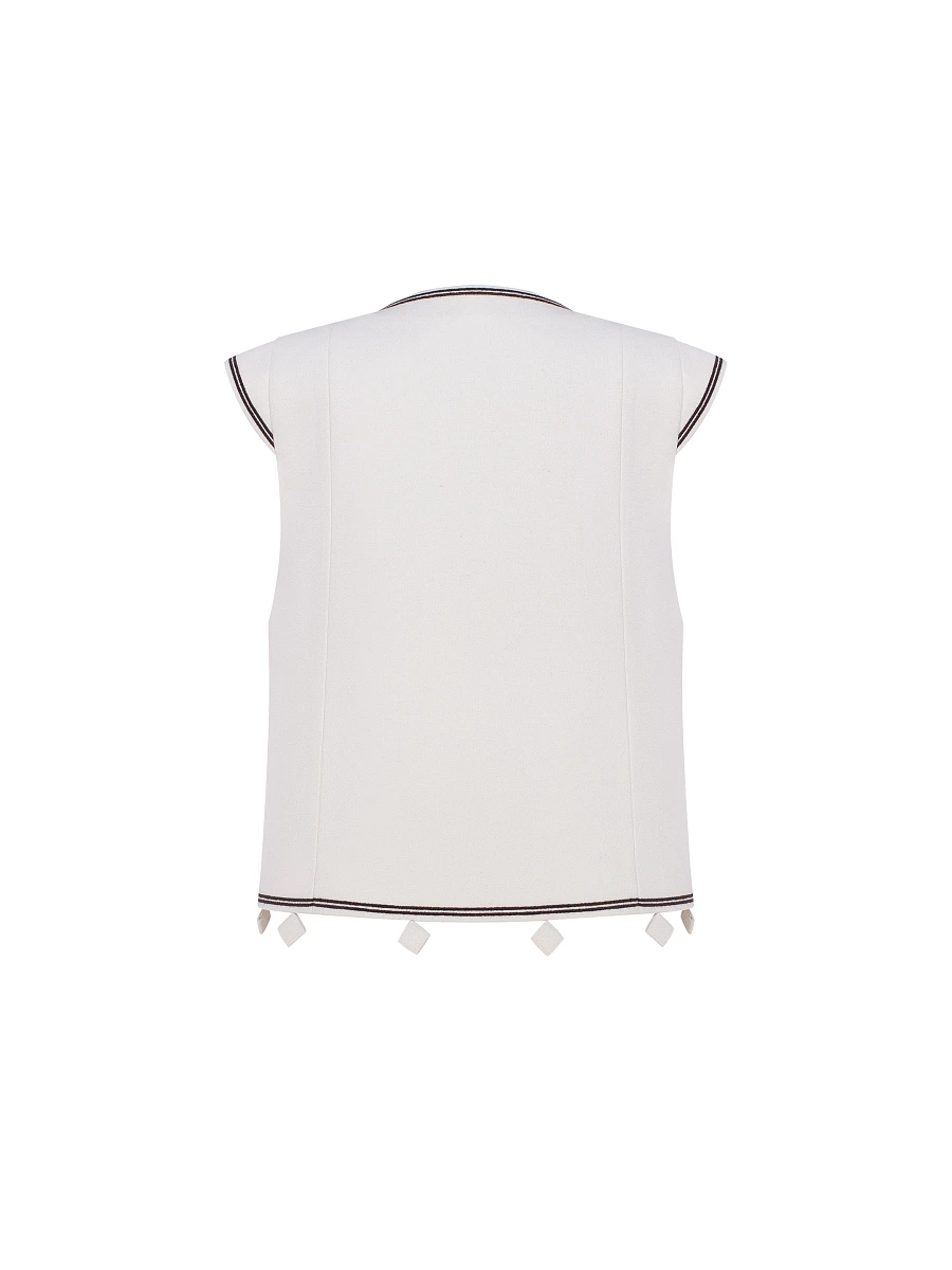 Dark brown embroidered vest "Kibchyk" — White