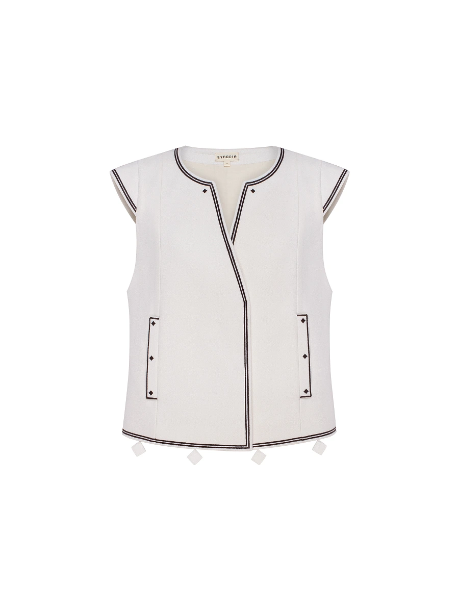 Dark brown embroidered vest "Kibchyk" — White