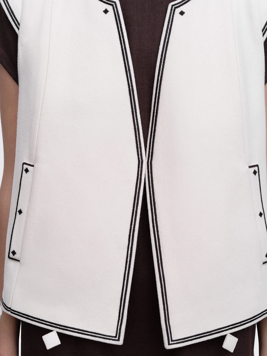 Dark brown embroidered vest "Kibchyk" — White