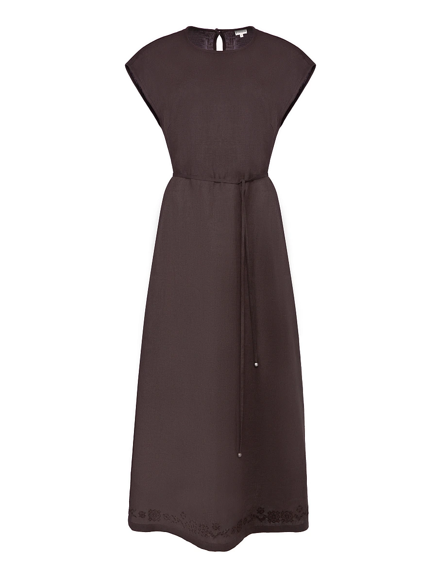 Beige embroidered dress "Nevit" — Brown