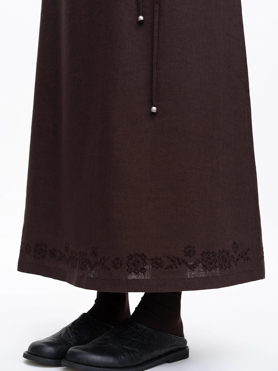 Beige embroidered dress "Nevit" — Brown