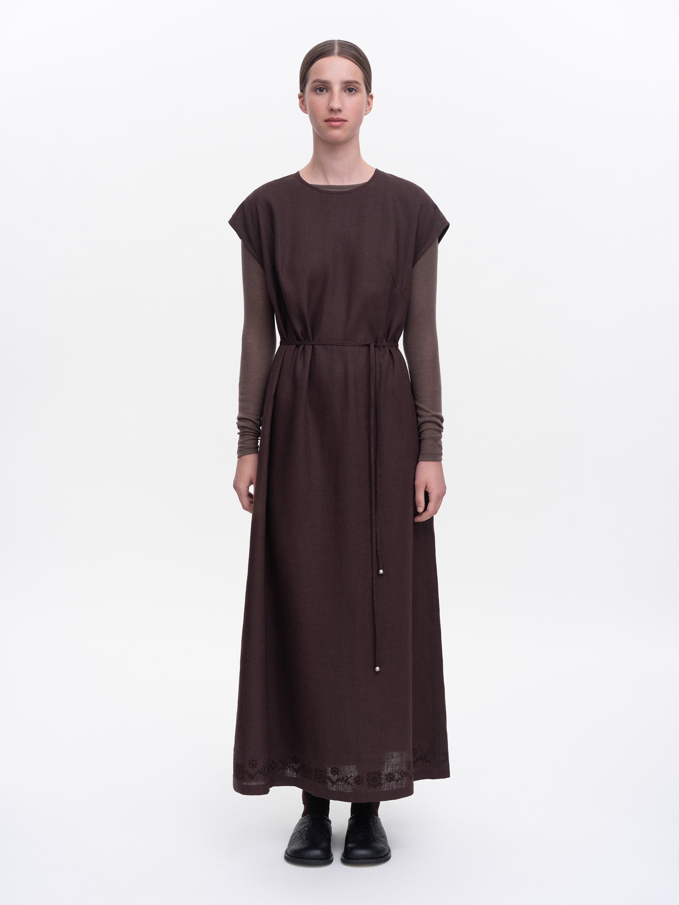 Brown embroidered dress "Nevit" Buy