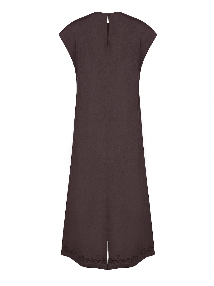 Beige embroidered dress "Nevit" — Brown