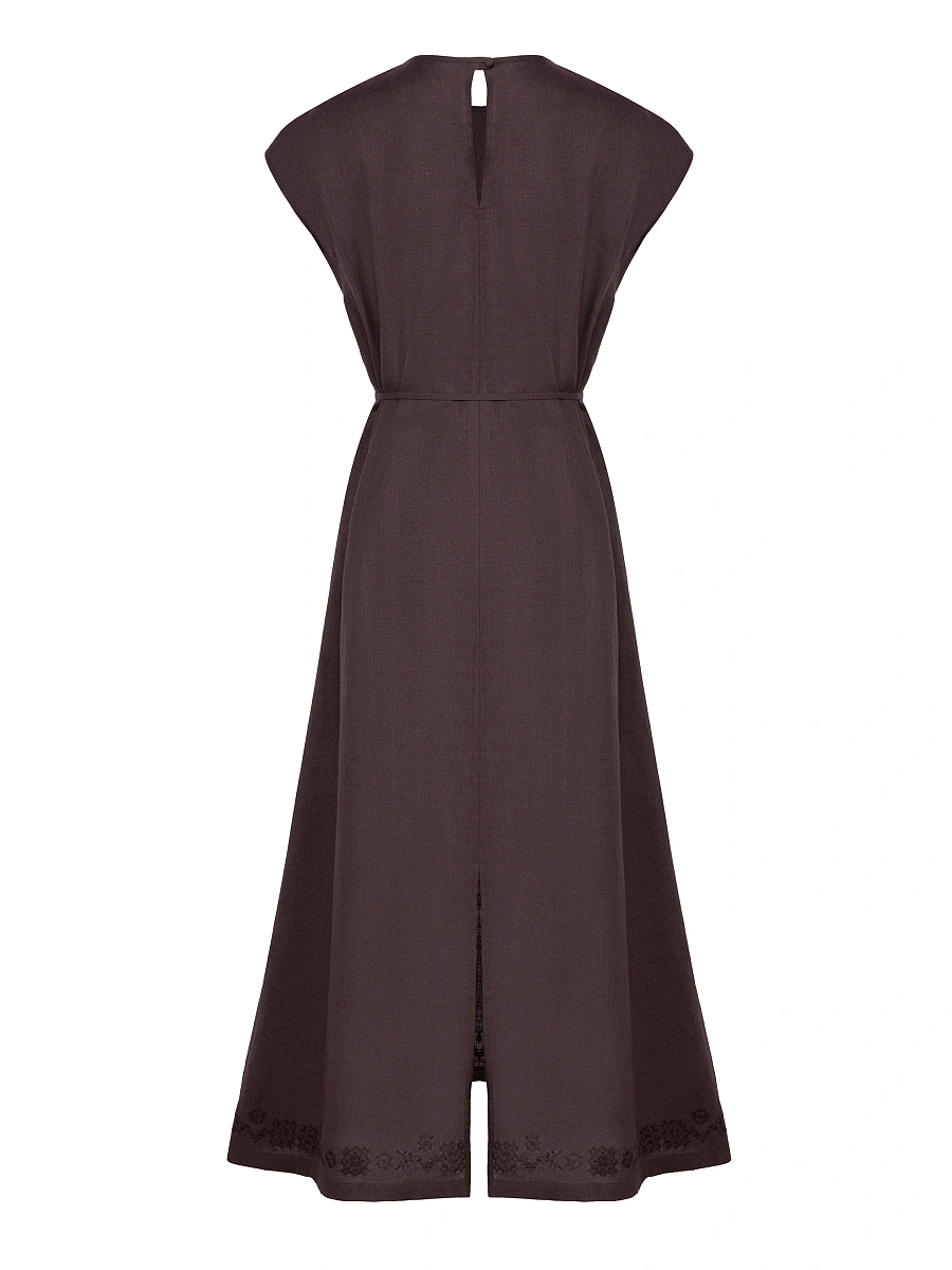 Beige embroidered dress "Nevit" — Brown