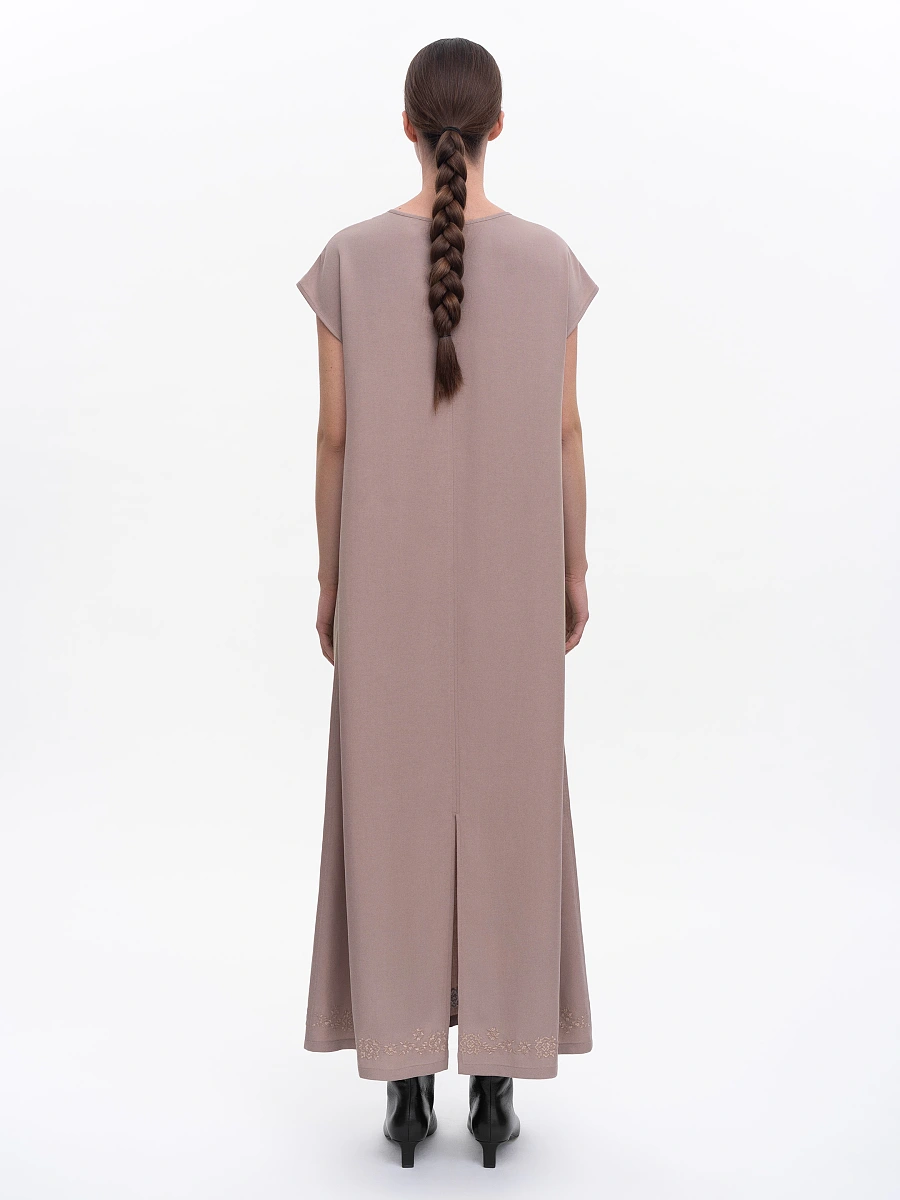 Brown embroidered dress "Nevit" — Creamy