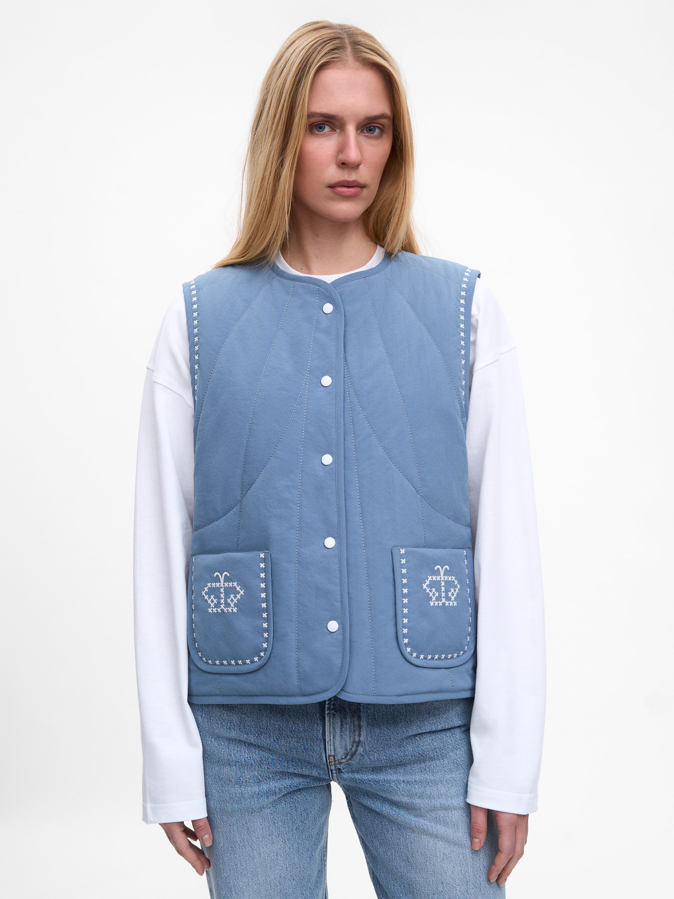 Blue vest “Metelychka” Buy