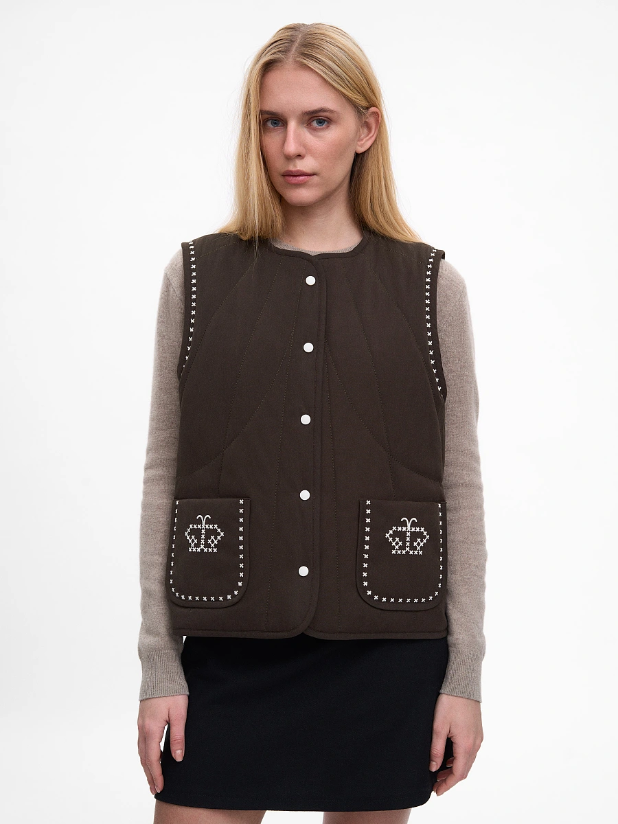 Blue vest “Metelychka” — Brown