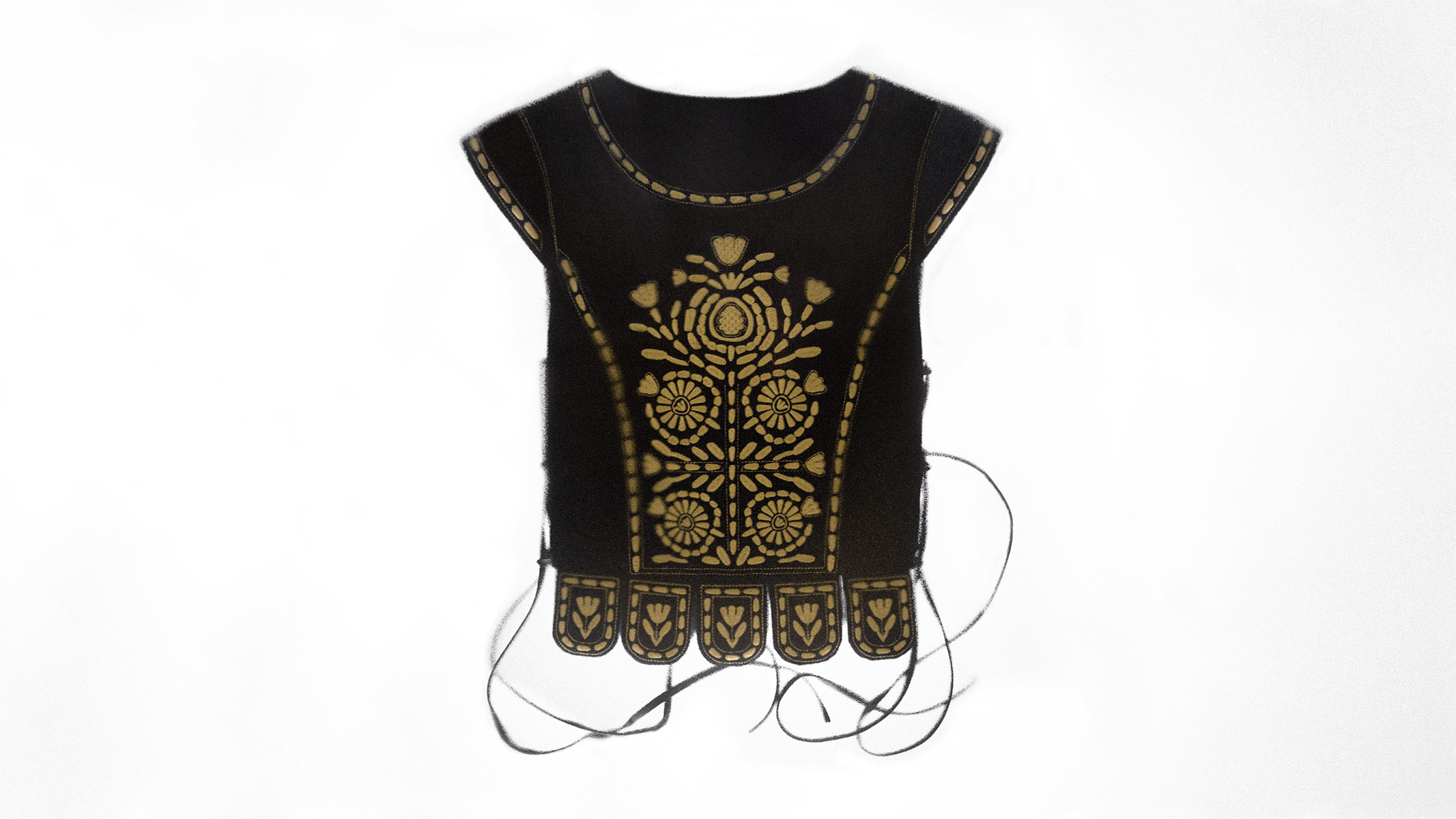 Embroidered vest in black «Velvet»