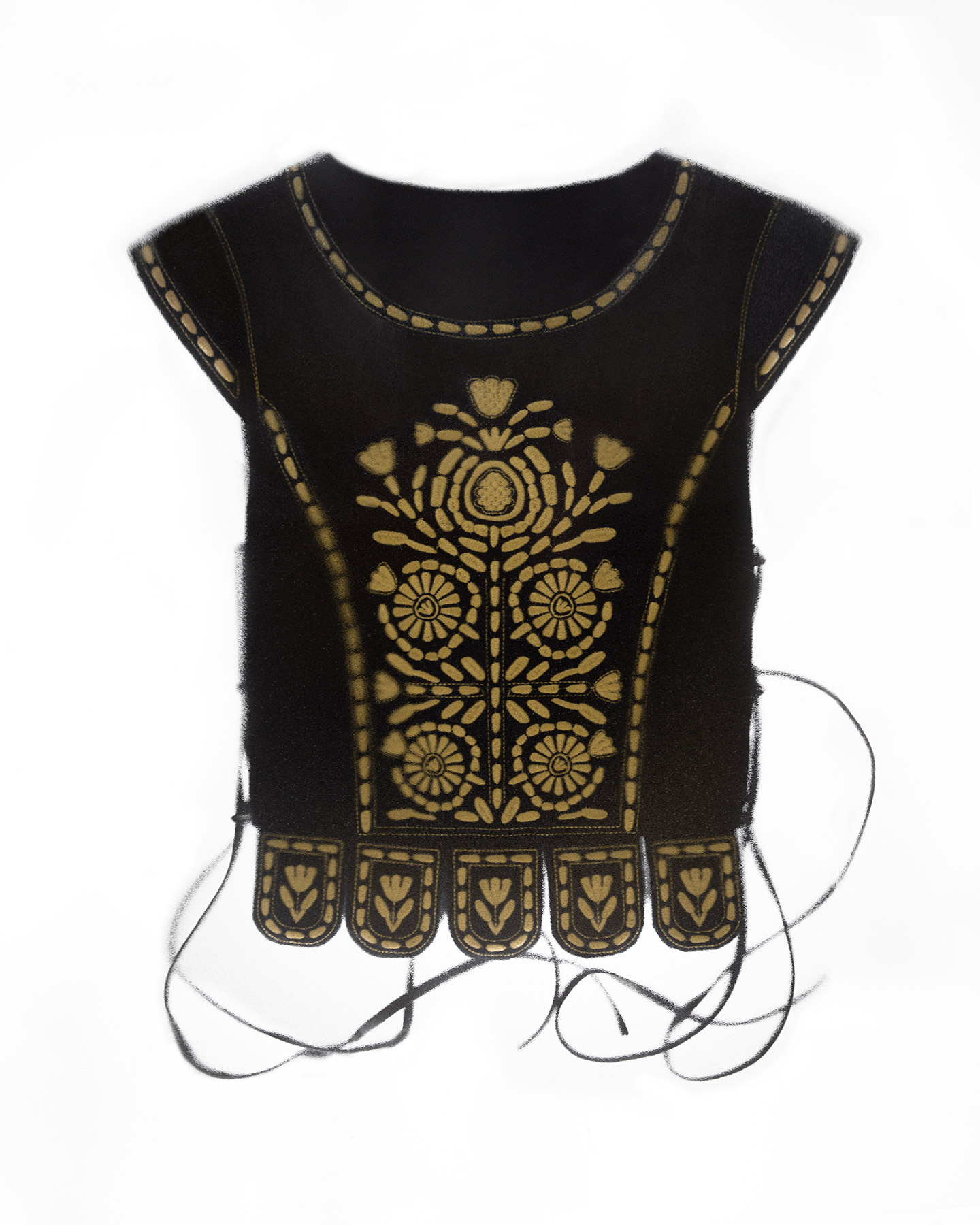 Embroidered vest in black «Velvet»